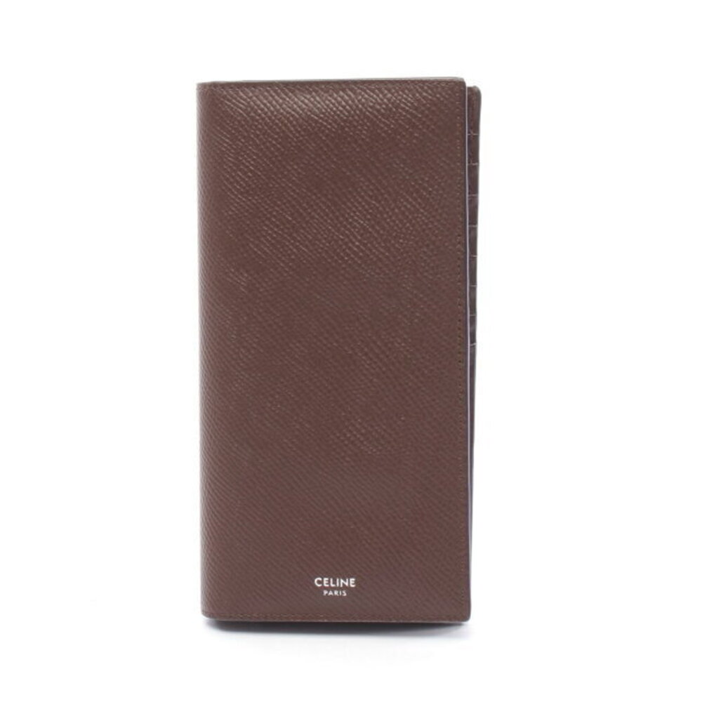 Celine Bi Wallet Leather Brown Long fold Vertical - Picture 2 of 6